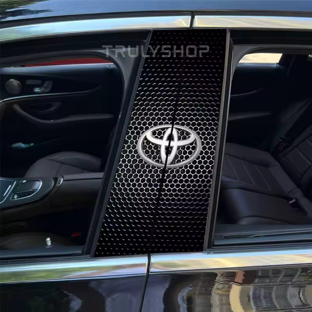Carbon Fibre Car Center Column Protector(With Custom Car Logo)2pc | Easy Install