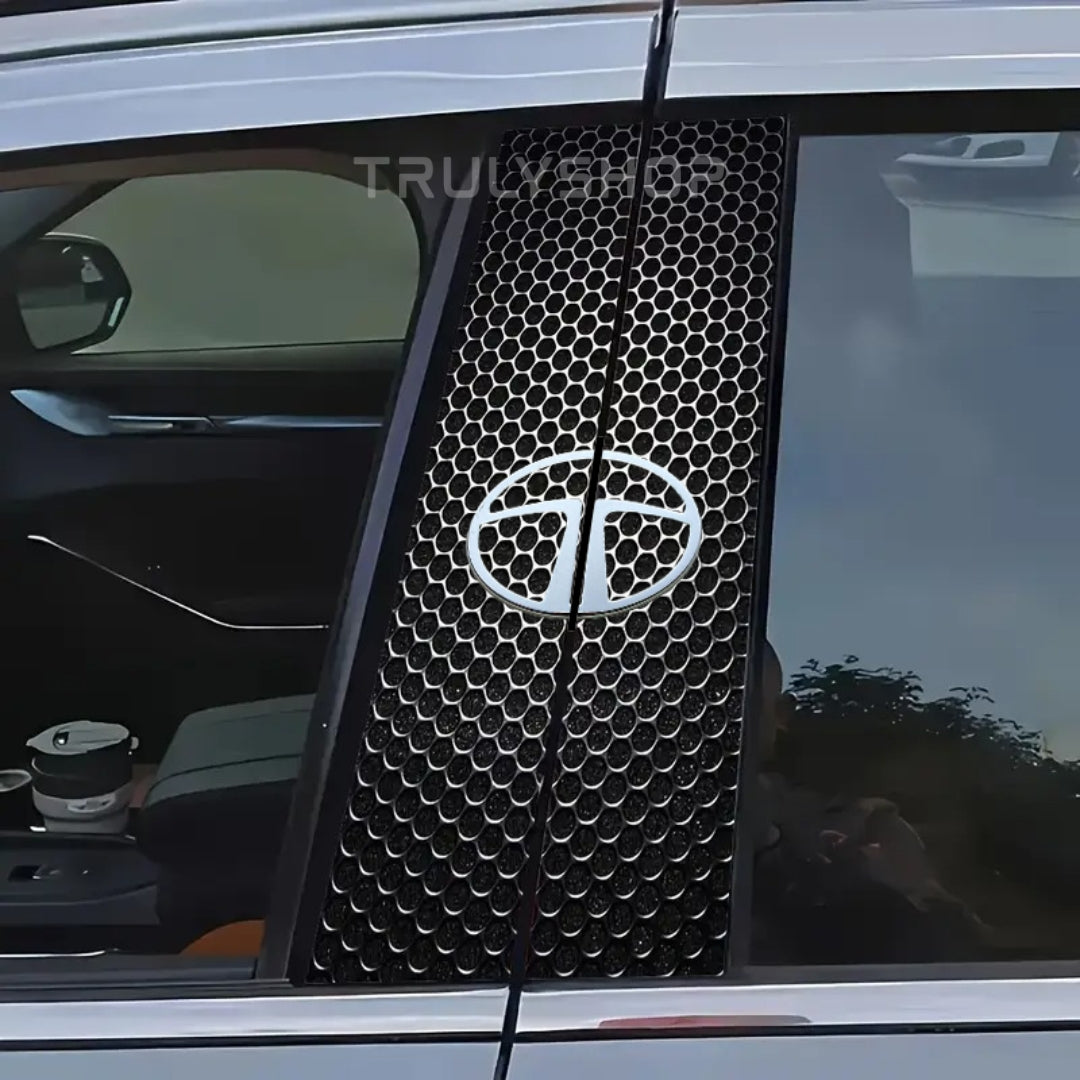 Carbon Fibre Car Center Column Protector(With Custom Car Logo)2pc | Easy Install