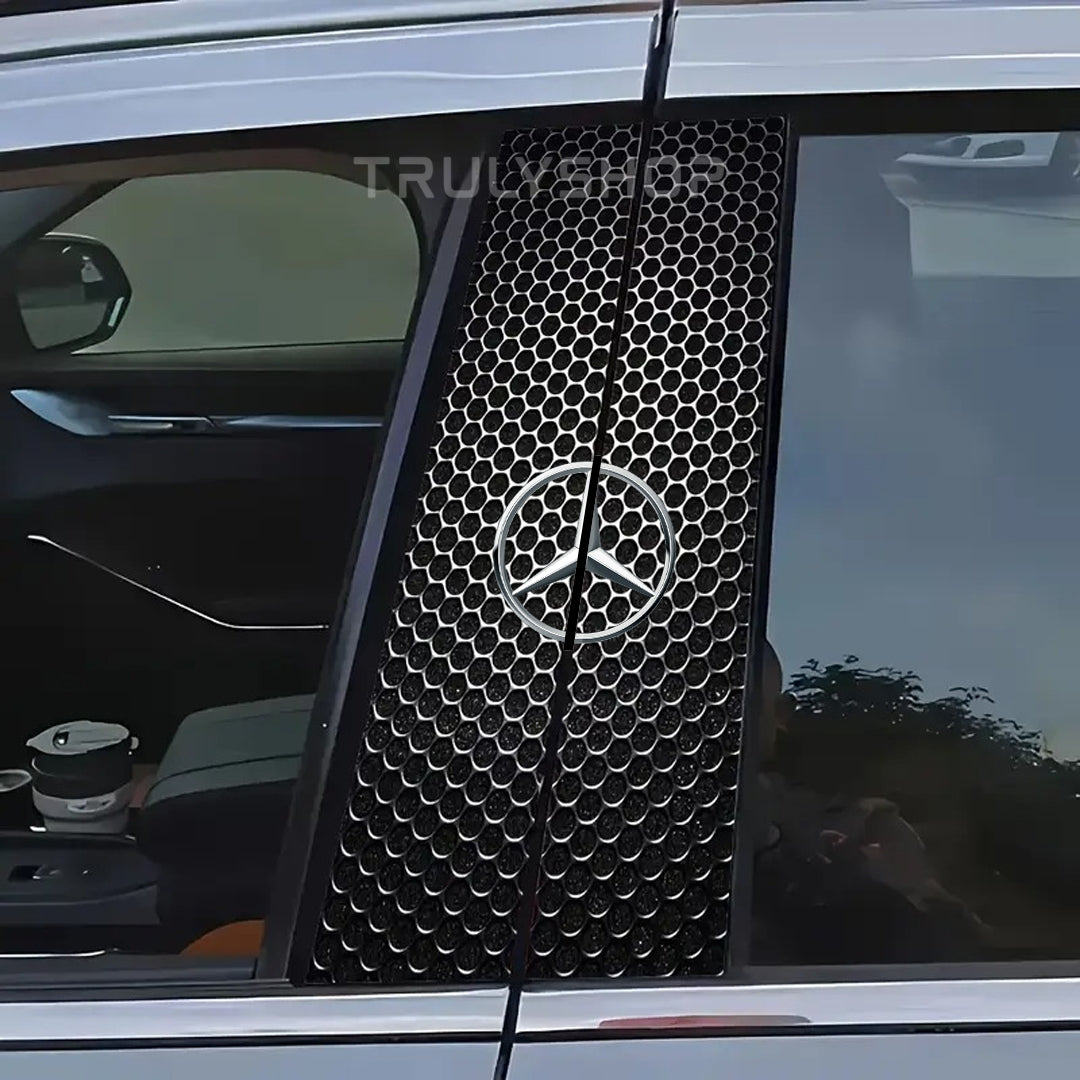 Carbon Fibre Car Center Column Protector(With Custom Car Logo)2pc | Easy Install