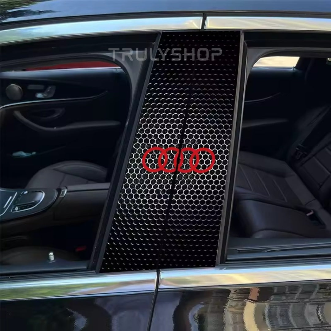 Carbon Fibre Car Center Column Protector(With Custom Car Logo)2pc | Easy Install