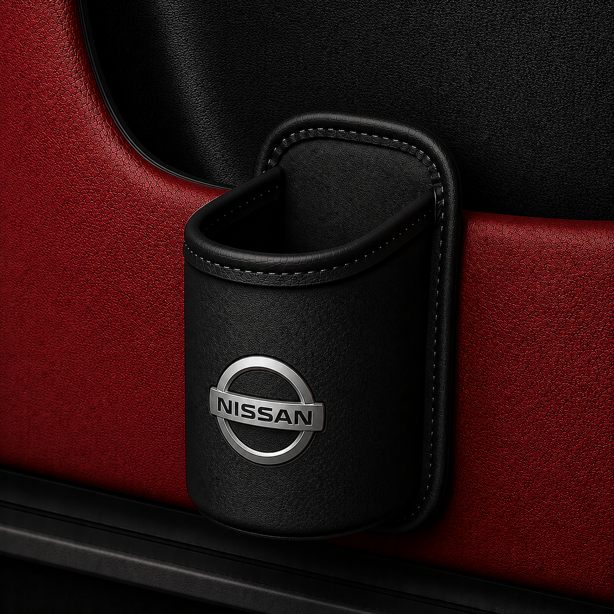 Car door cup holders and seat back storage bags