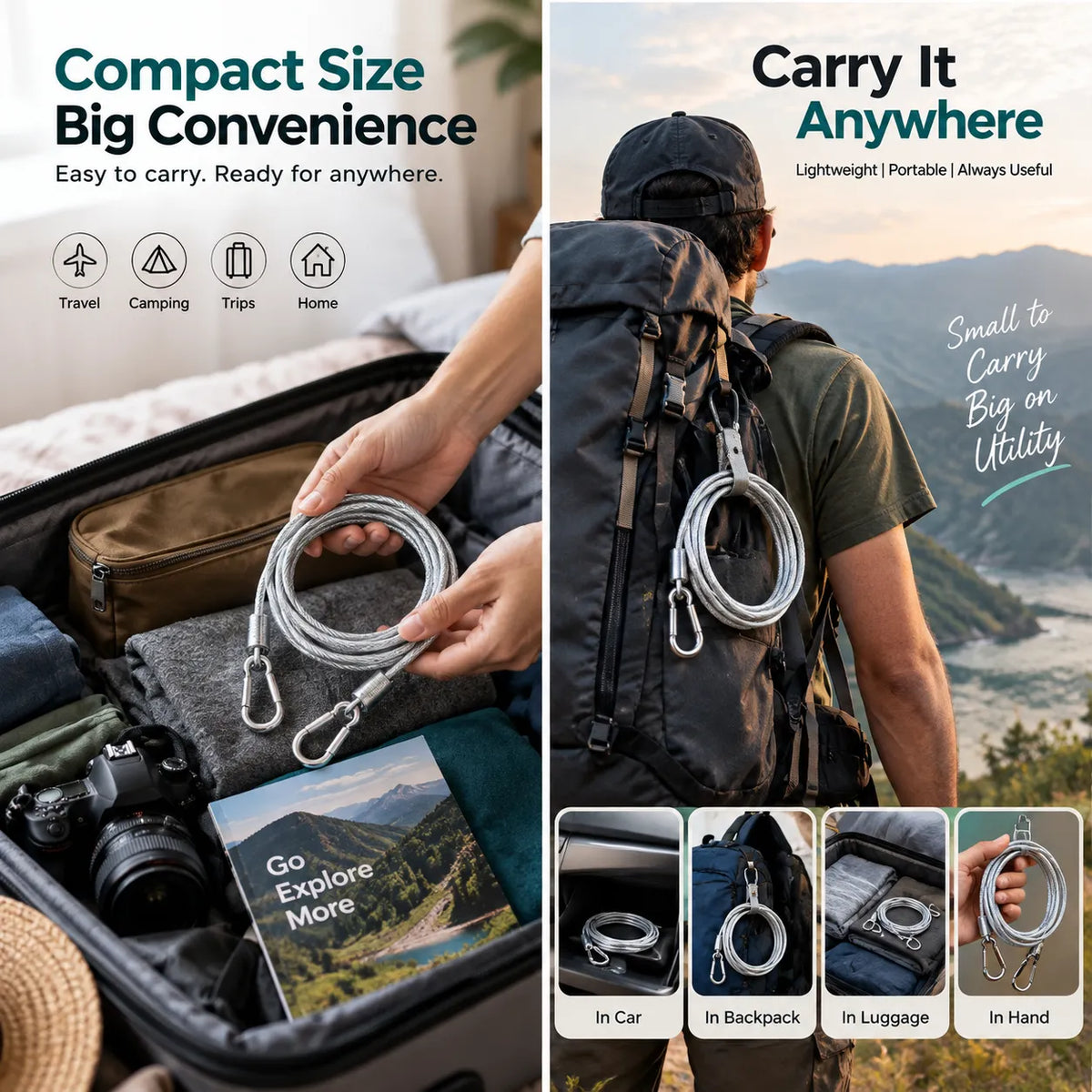 Multipurpose Stainless Steel Clothesline | Heavy-Duty Rope | Buy 1 Get 1 Free🔥