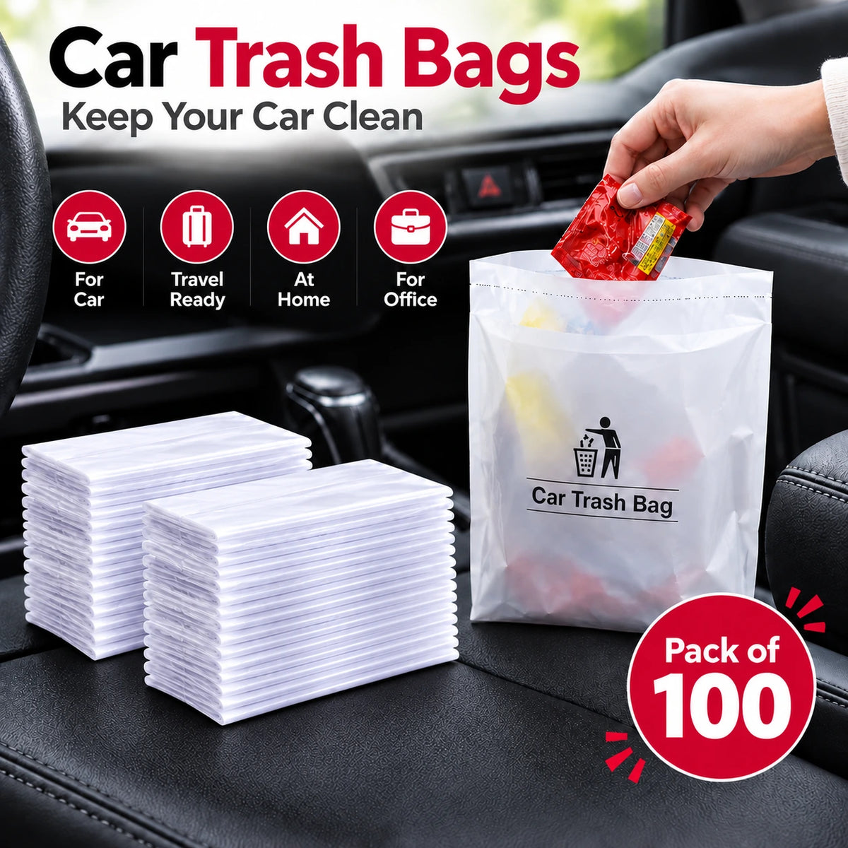 Disposable Car Trash Bags | Waterproof & Multipurpose Car Garbage Bags