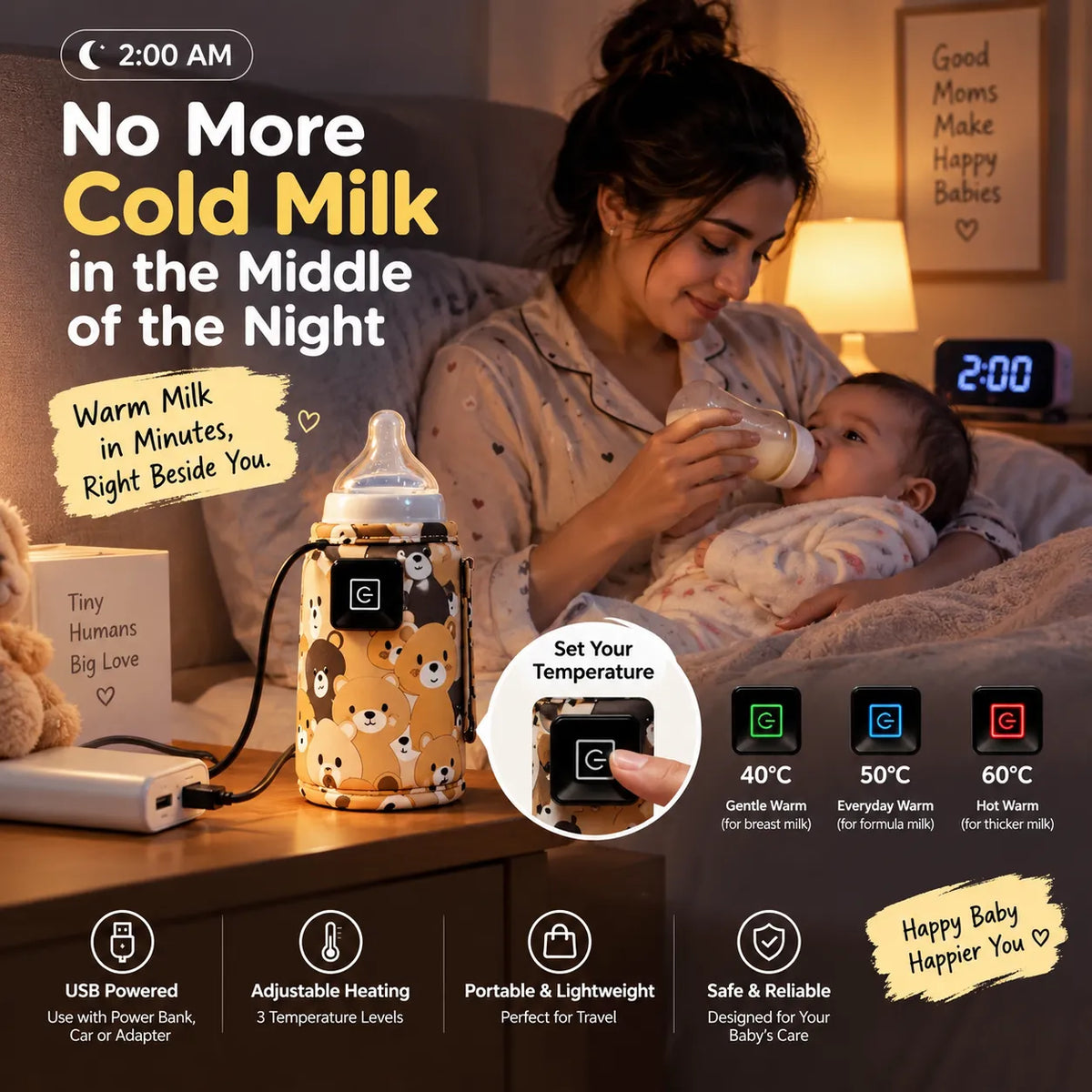 Baby Bottle Warmer | Portable Milk Warmer |Buy 1 Get 1 Free 🔥