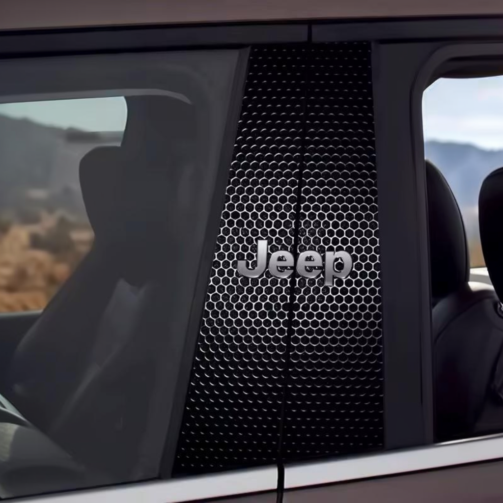 Carbon Fibre Car Center Column Protector(With Custom Car Logo)2pc | Easy Install