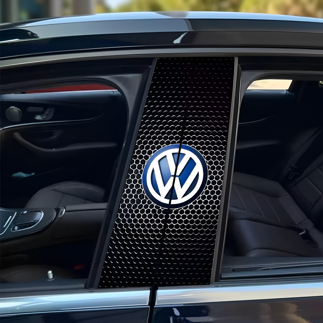 Carbon Fibre Car Center Column Protector(With Custom Car Logo)2pc | Easy Install