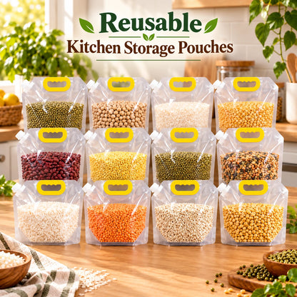 Reusable Kitchen Storage Pouches | Airtight & Easy Pour Design | 70% OFF 🔥