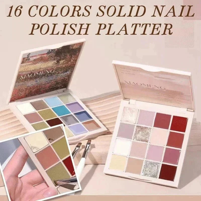 16 Colors Solid Nail Polish Platter