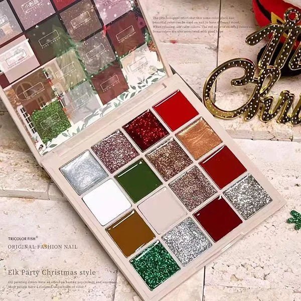 16 Colors Solid Nail Polish Platter