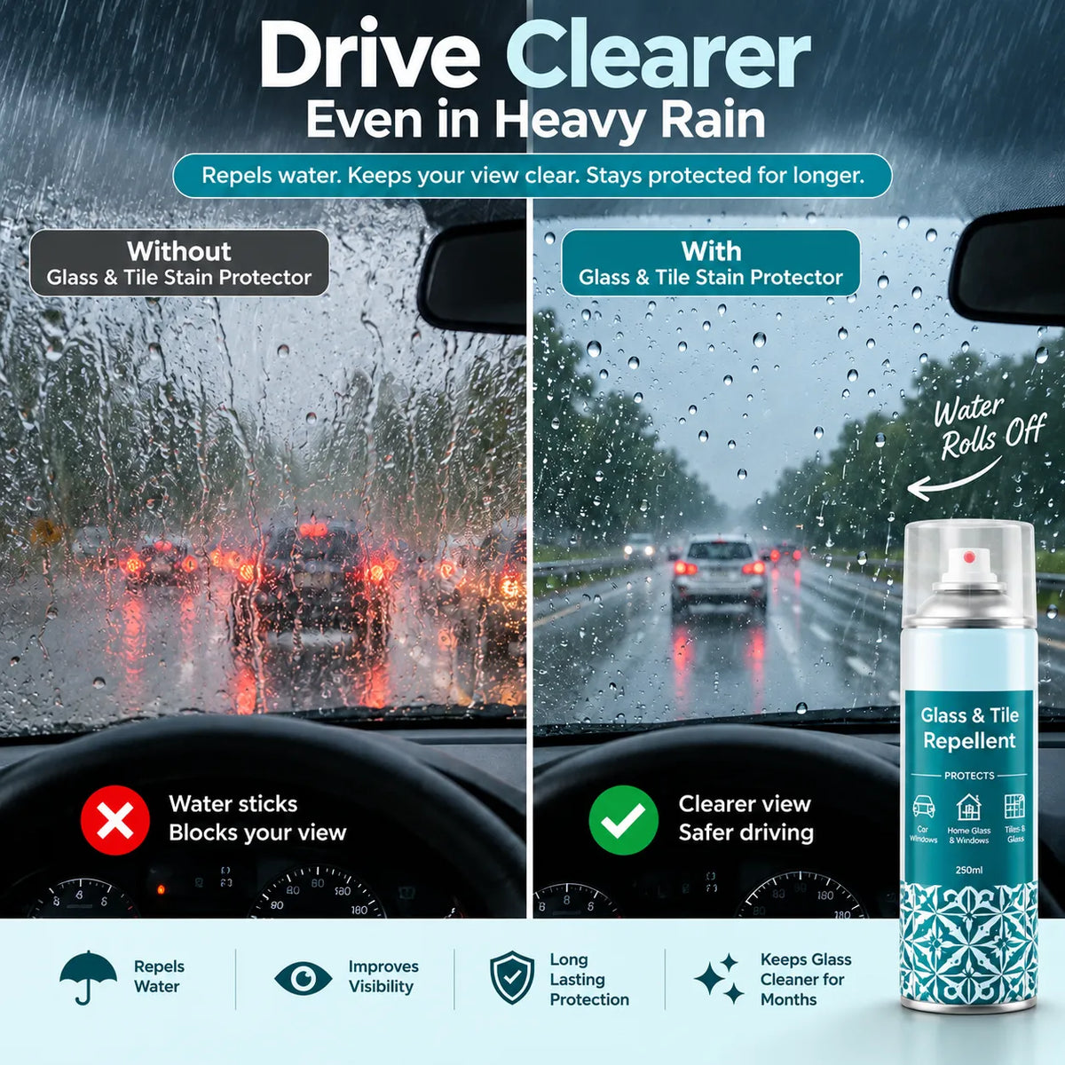 Glass & Tile Stain Protector | Hard Water Stain Repellent | Buy 1 Get 1 Free🔥