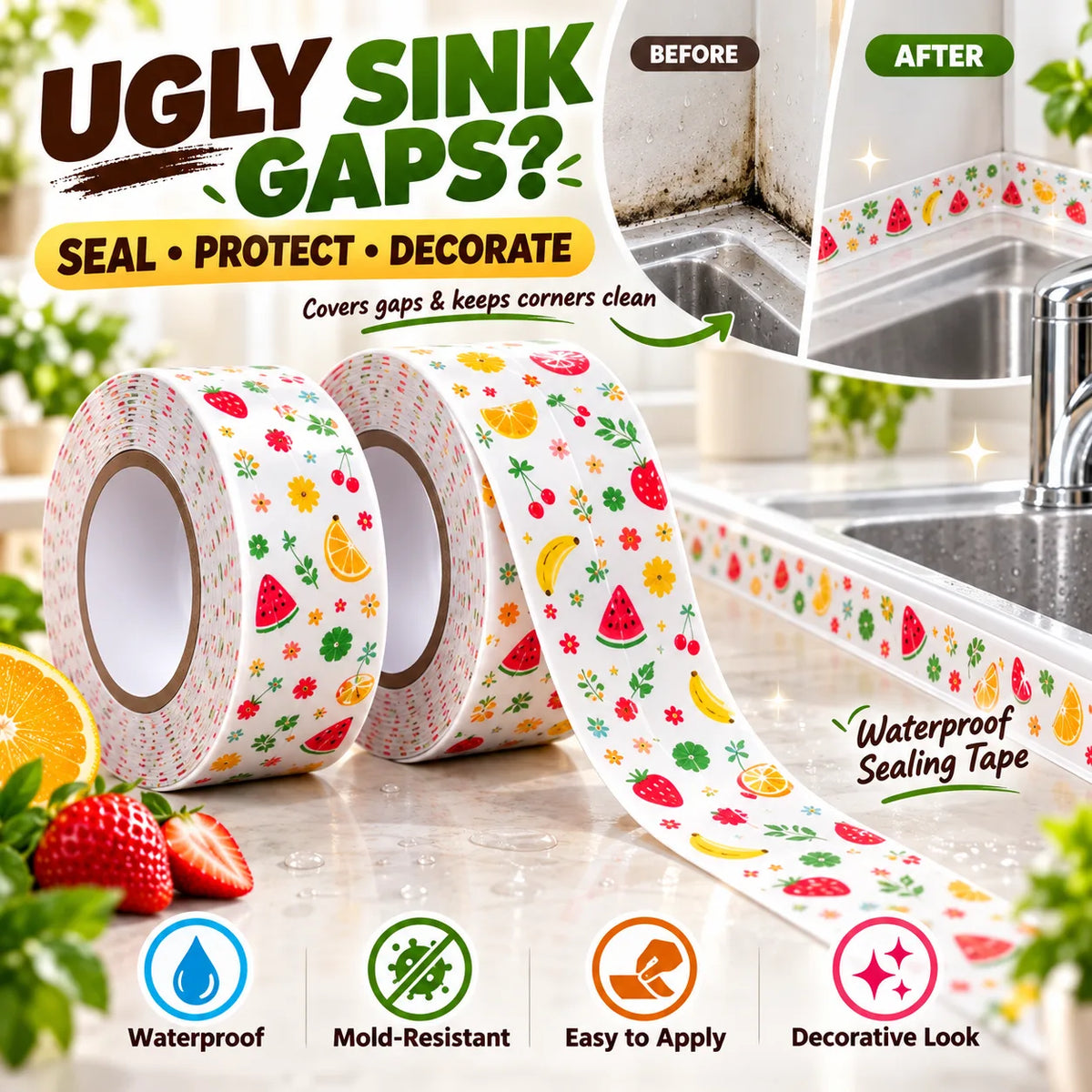 Waterproof Kitchen Sink Tape | Oil Proof Sealing Strip | Buy 1 Get 1 Free 🔥