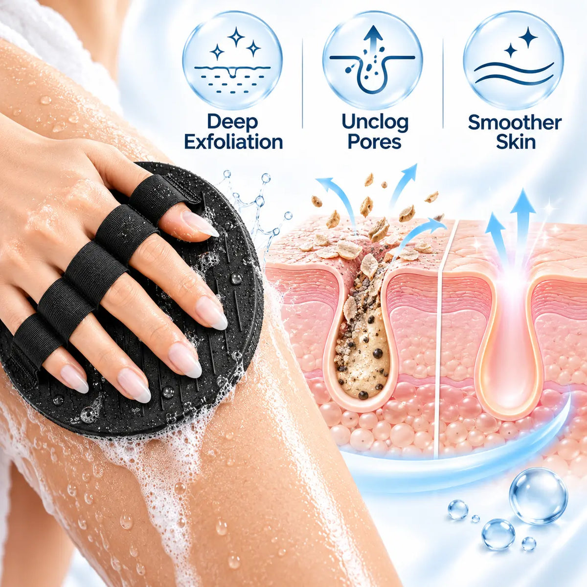 Soft Rubber Shower Scrubber | Gentle Body Exfoliator | Buy 2 Get 2 Free🔥