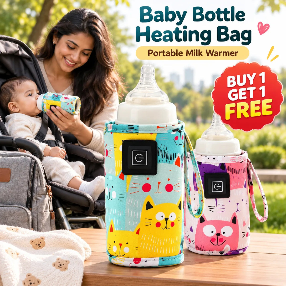 Baby Bottle Warmer | Portable Milk Warmer |Buy 1 Get 1 Free 🔥
