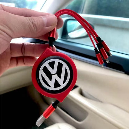 Car Telescopic Three-in-one Data Cable