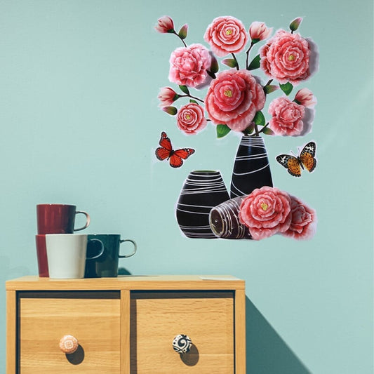 3D Simulation Vase Decoration Wall Sticker