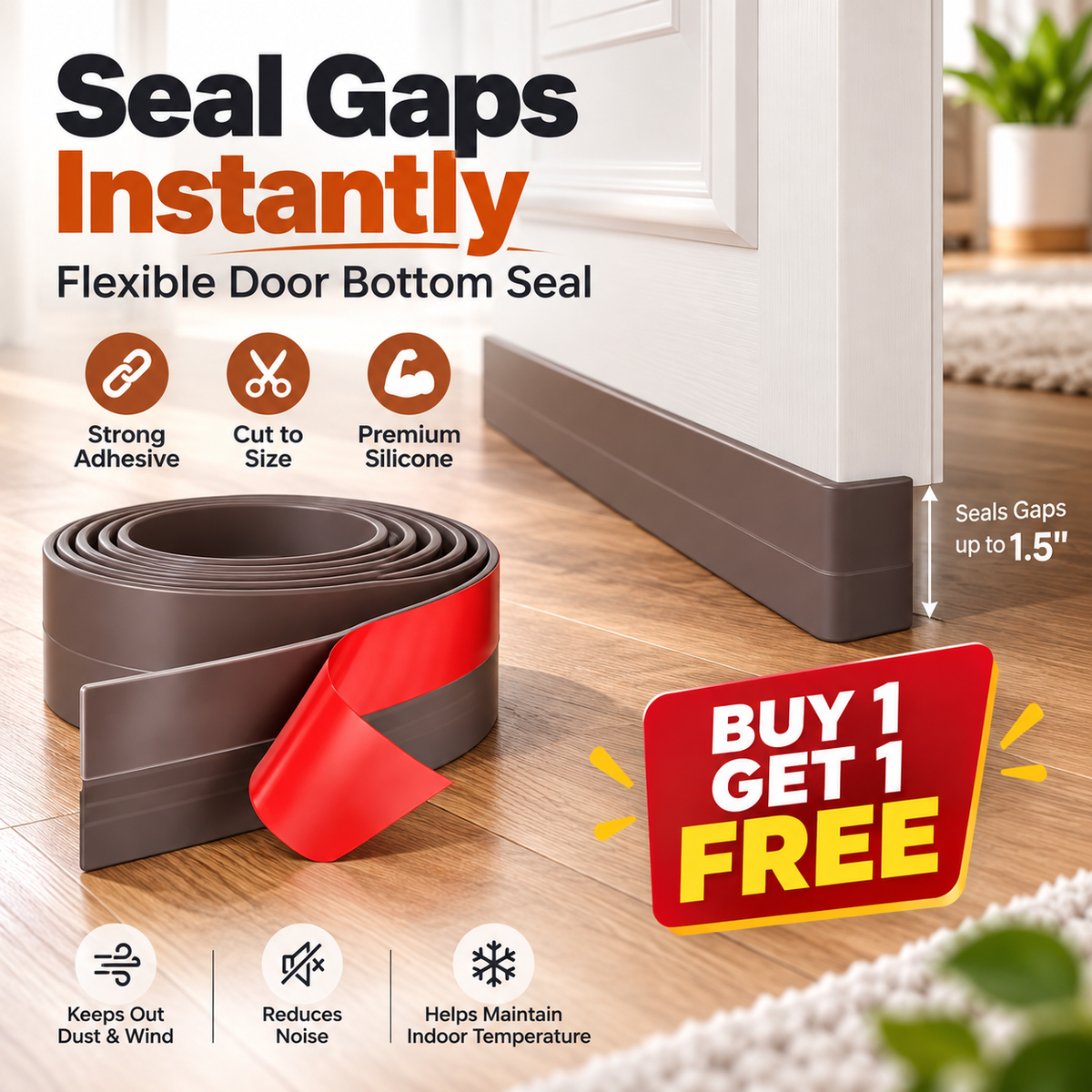 Door Bottom Seal Strip | Dust & Insect Protector | Buy 1 Get 1 Free 🔥