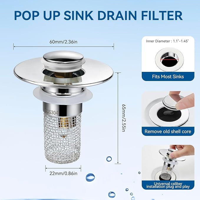 Stainless Steel Drain Strainer | Stops Hair, Dirt & Clogged Drains | 🔥 Buy 1 Get 1 FREE