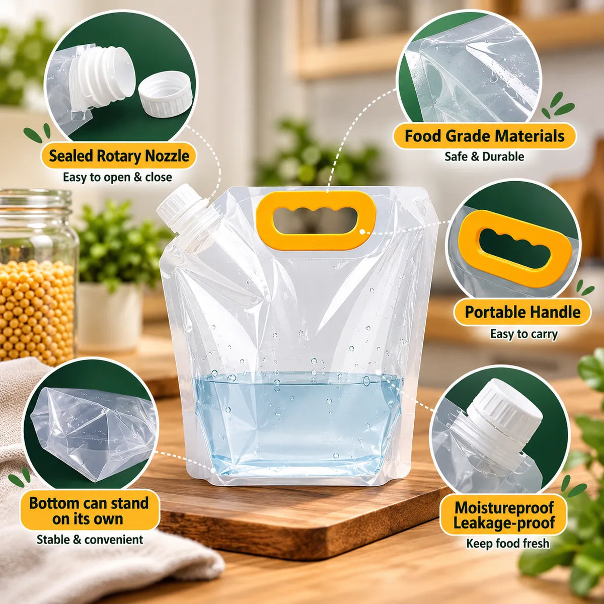 Reusable Kitchen Storage Pouches | Airtight & Easy Pour Design | 70% OFF 🔥
