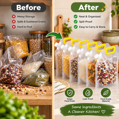 Reusable Kitchen Storage Pouches | Airtight & Easy Pour Design | 70% OFF 🔥