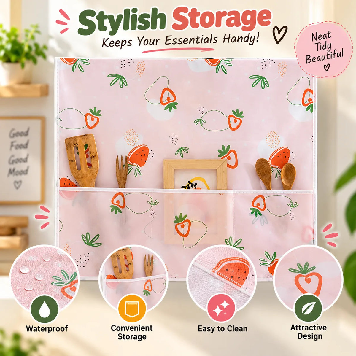 Fridge Cover with 6 Pockets | Waterproof & Dust Protection | Buy 1 Get 1 Free🔥