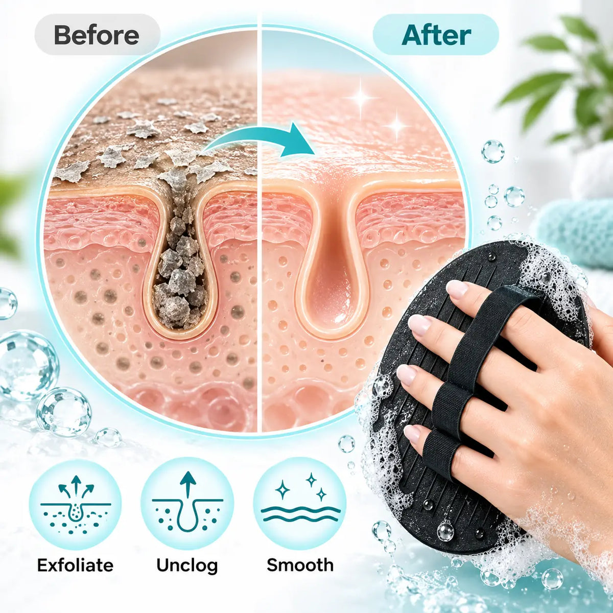 Soft Rubber Shower Scrubber | Gentle Body Exfoliator | Buy 2 Get 2 Free🔥