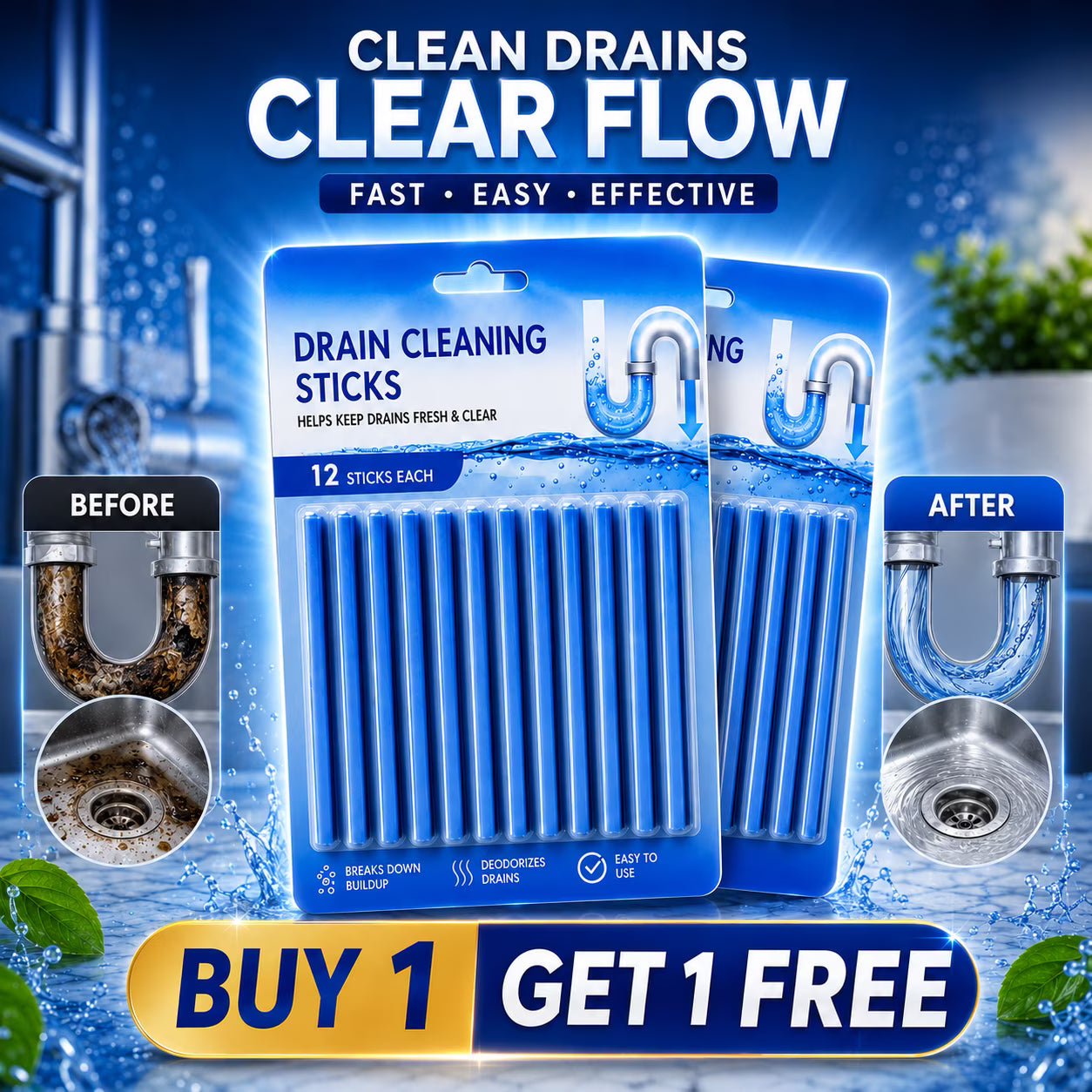 Powerful Drain Cleaner sticks | 🔥Buy 1 Get 1 Free 🔥