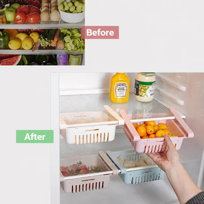 Adjustable Fridge Storage Organizer– For Fruits, Vegetables & Snacks 🥦🍎