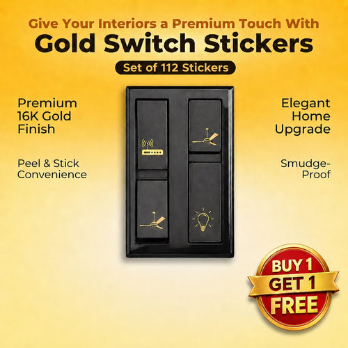 Gold Switch Board Stickers | Buy 1 Get 1 Free (112 Stickers)🔥