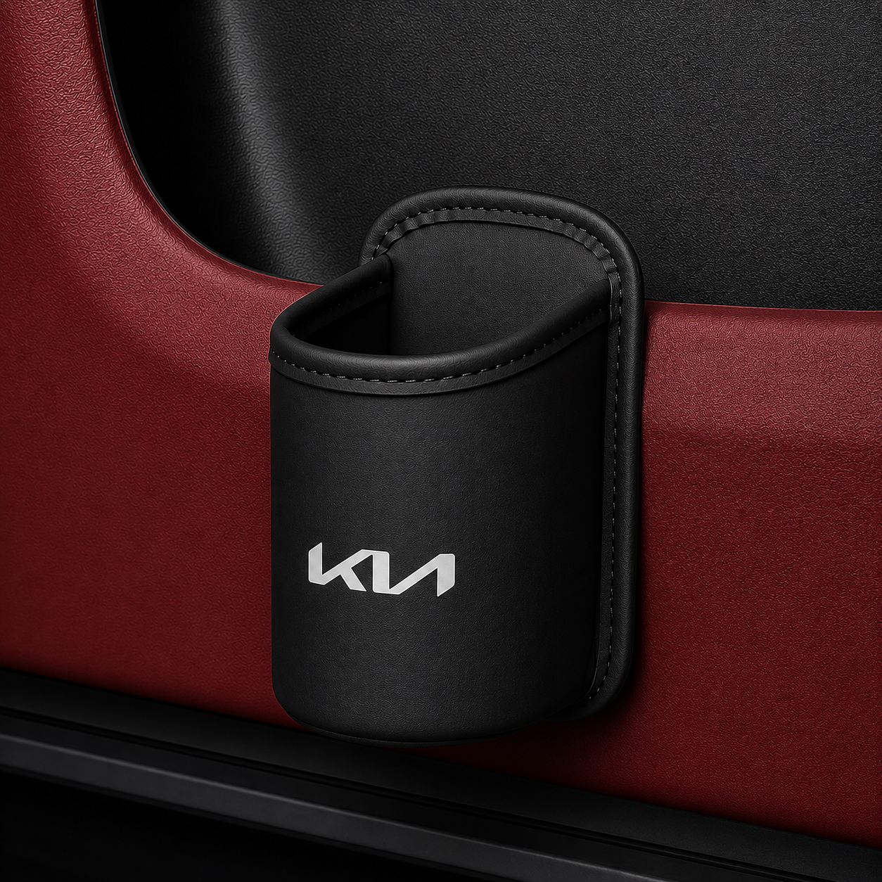 Car door cup holders and seat back storage bags