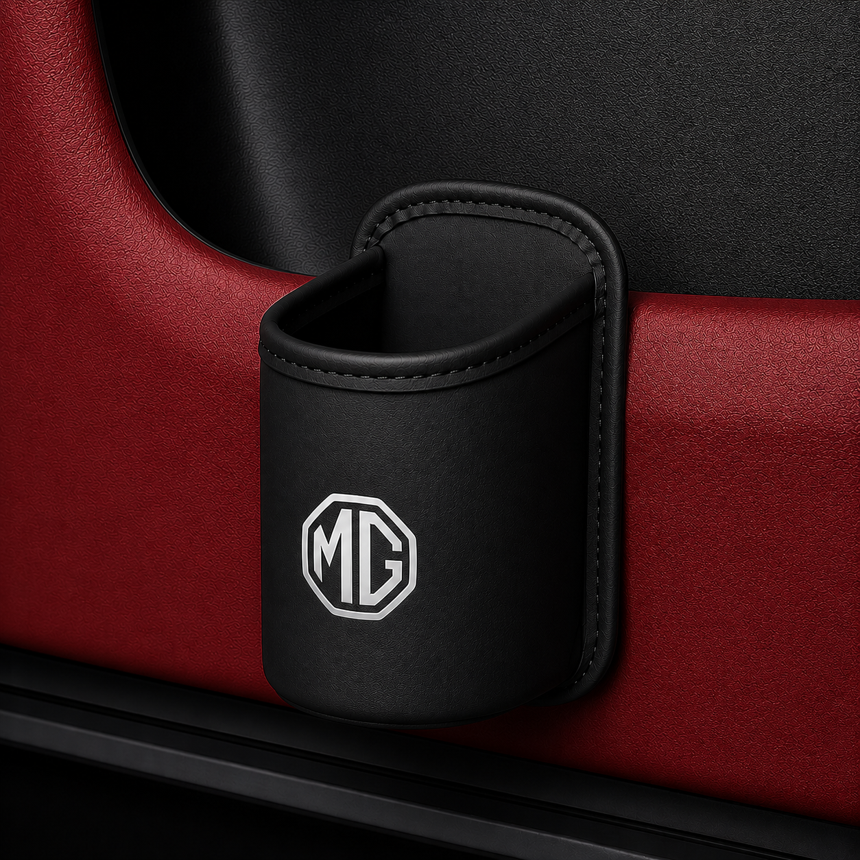 Car door cup holders and seat back storage bags
