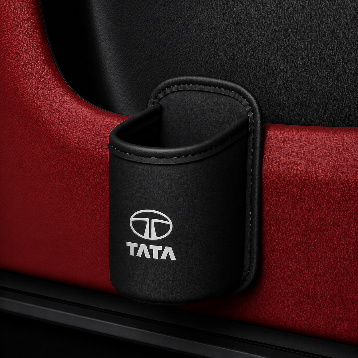 Car door cup holders and seat back storage bags