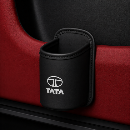 Car door cup holders and seat back storage bags