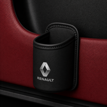 Car door cup holders and seat back storage bags
