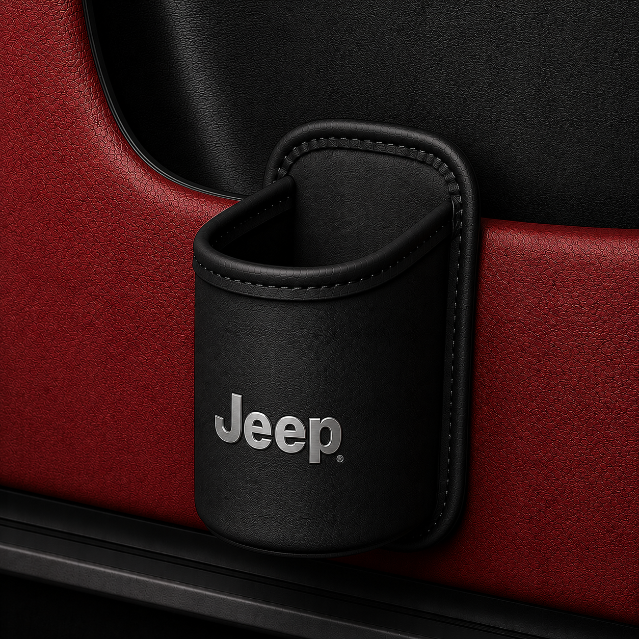 Car door cup holders and seat back storage bags