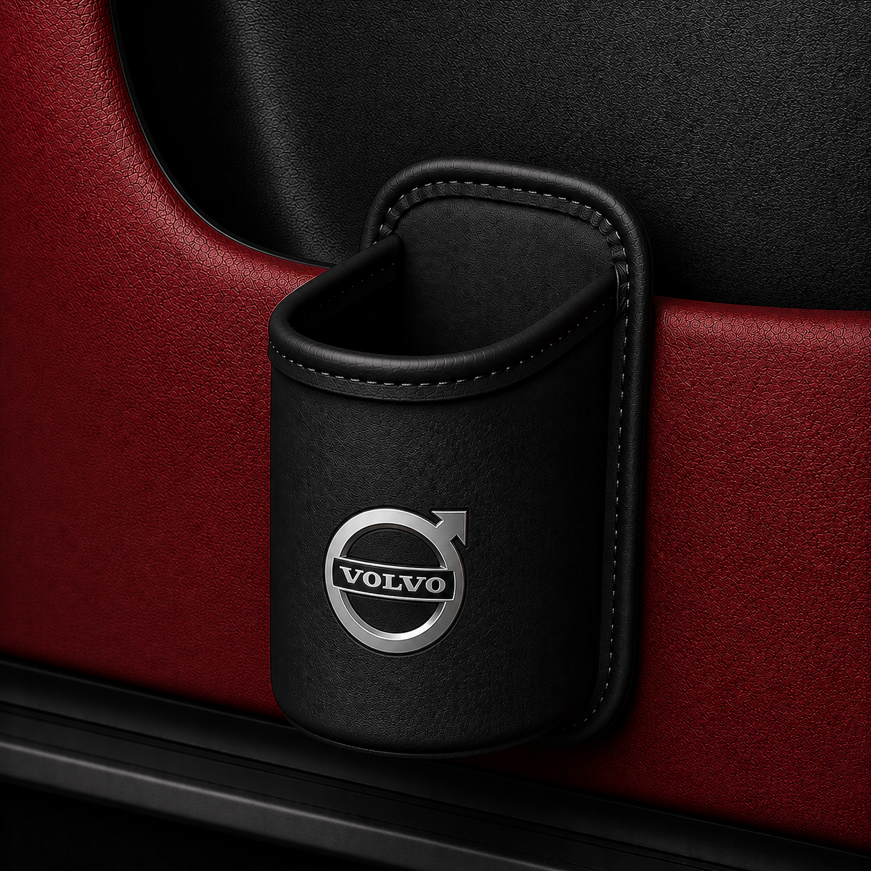 Car door cup holders and seat back storage bags