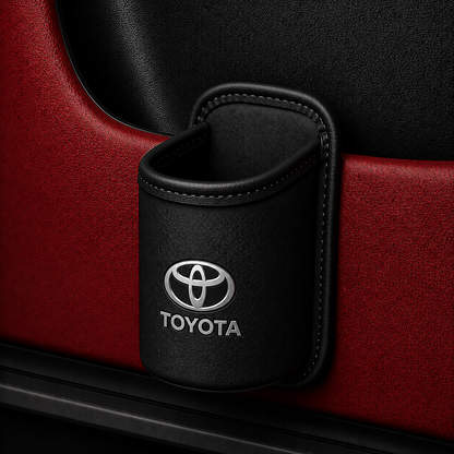 Car door cup holders and seat back storage bags