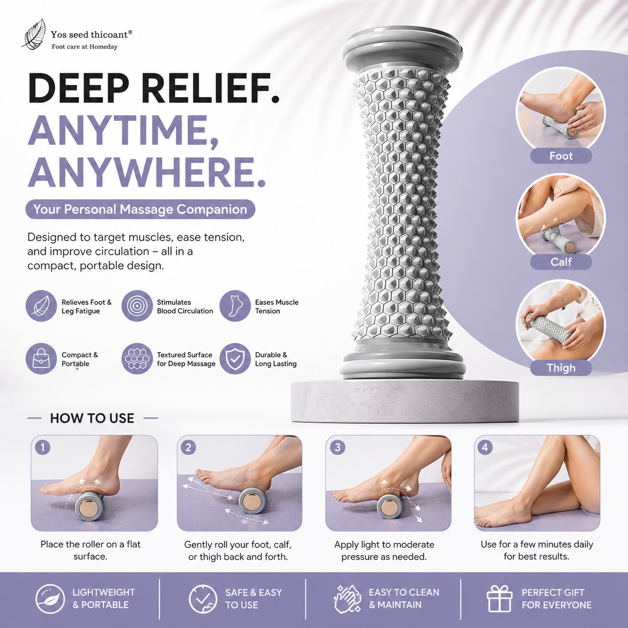 Foot Massager Therapy Roller | Deep Tissue Foot Pain Relief | 50% OFF Today 💥