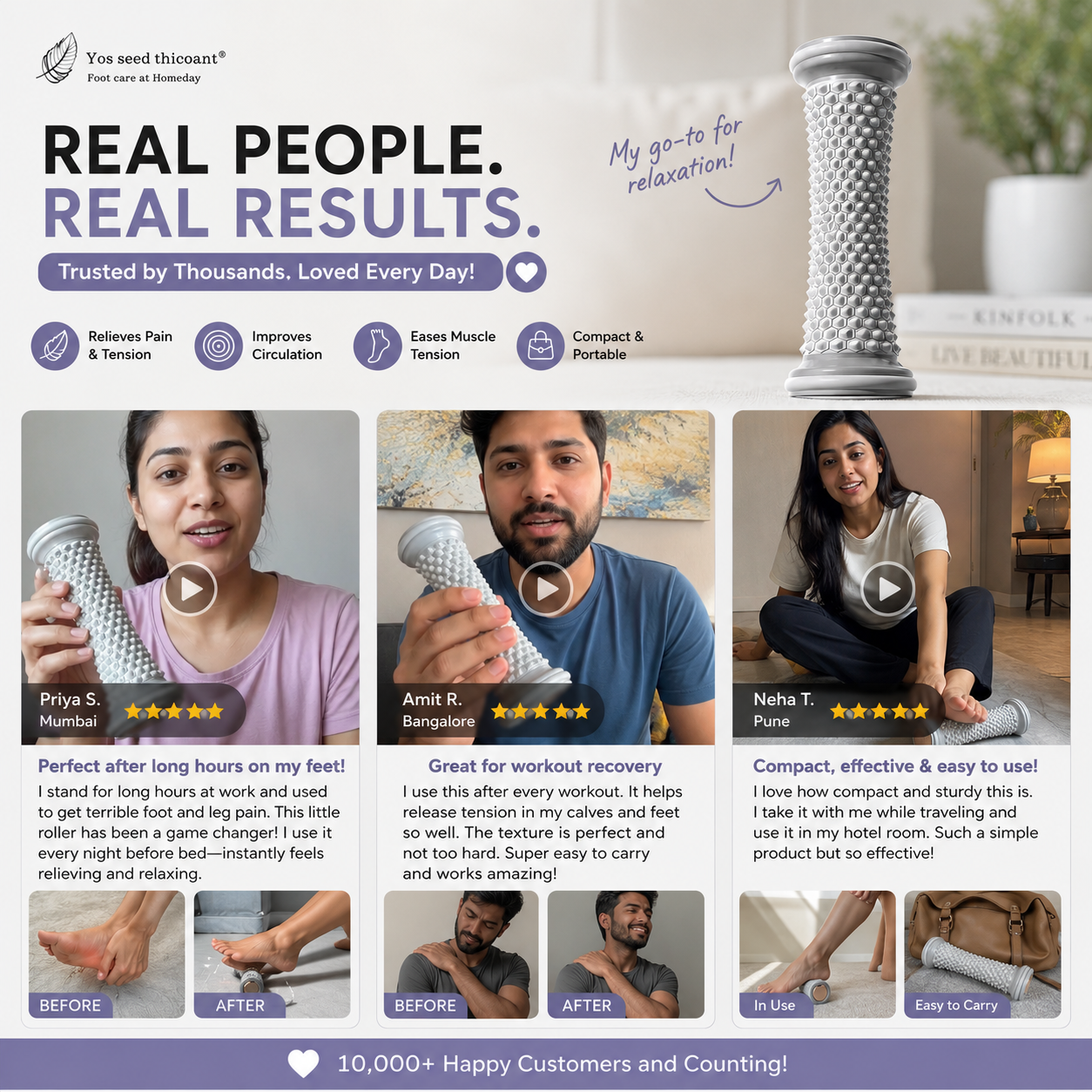 Foot Massager Therapy Roller | Deep Tissue Foot Pain Relief | 50% OFF Today 💥