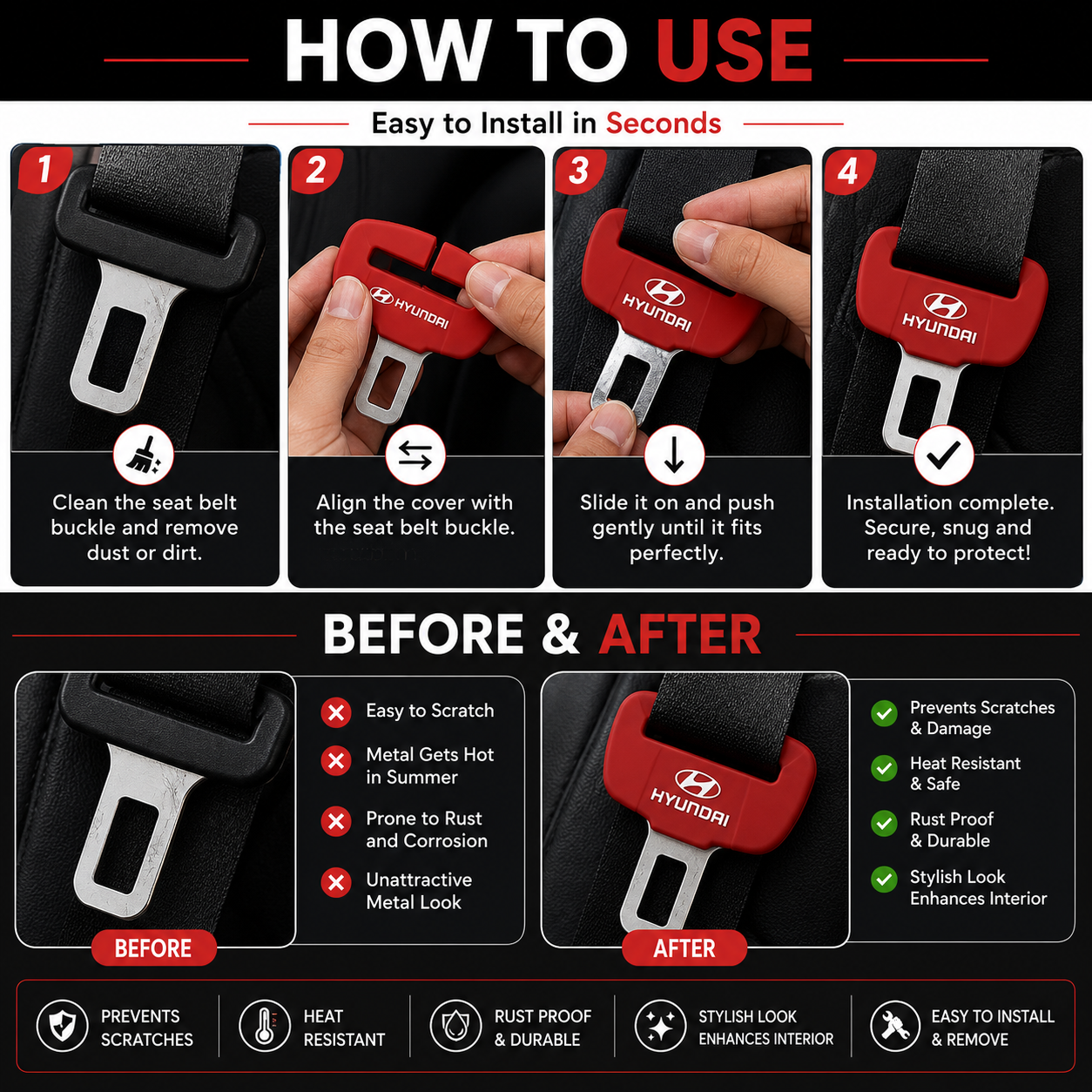 Car Seat Belt Silicon Clip | Protect Your Car Interior | Pack Of 2🤩