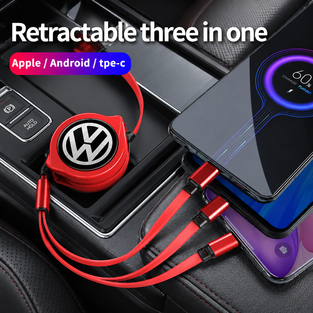 Car Telescopic Three-in-one Data Cable