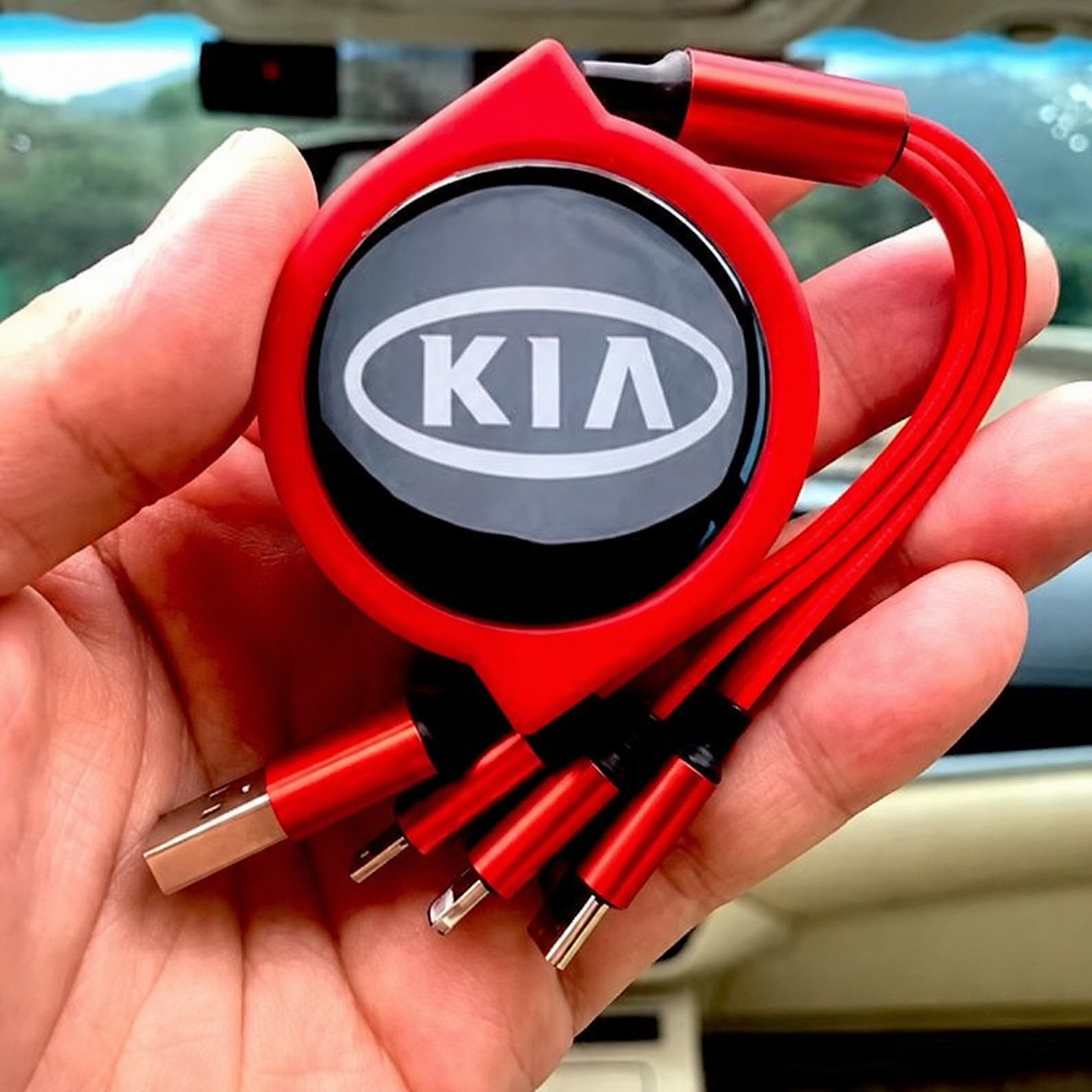 Car Telescopic Three-in-one Data Cable