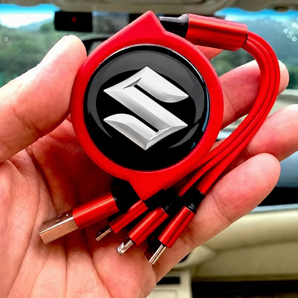 Car Telescopic Three-in-one Data Cable