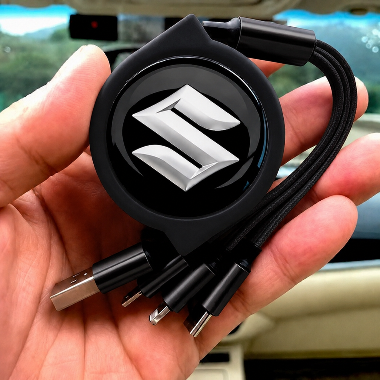 Car Telescopic Three-in-one Data Cable