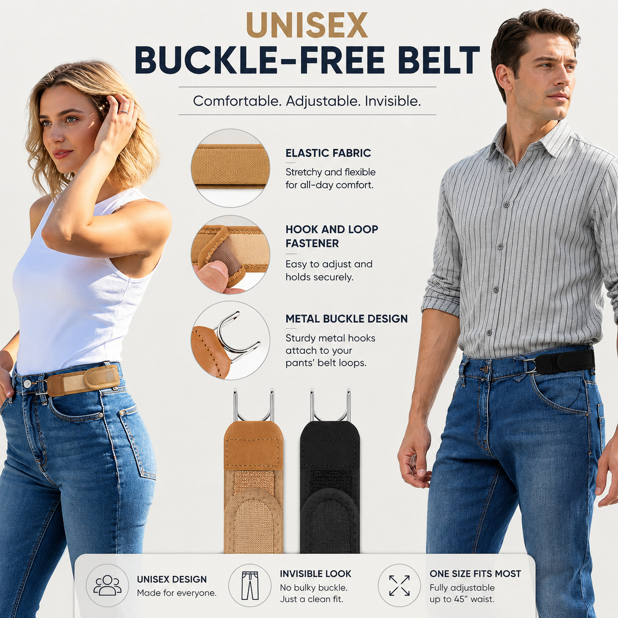 Buckleless Belt Hook | Easy Wear, Secure Hold | 60% off 🔥