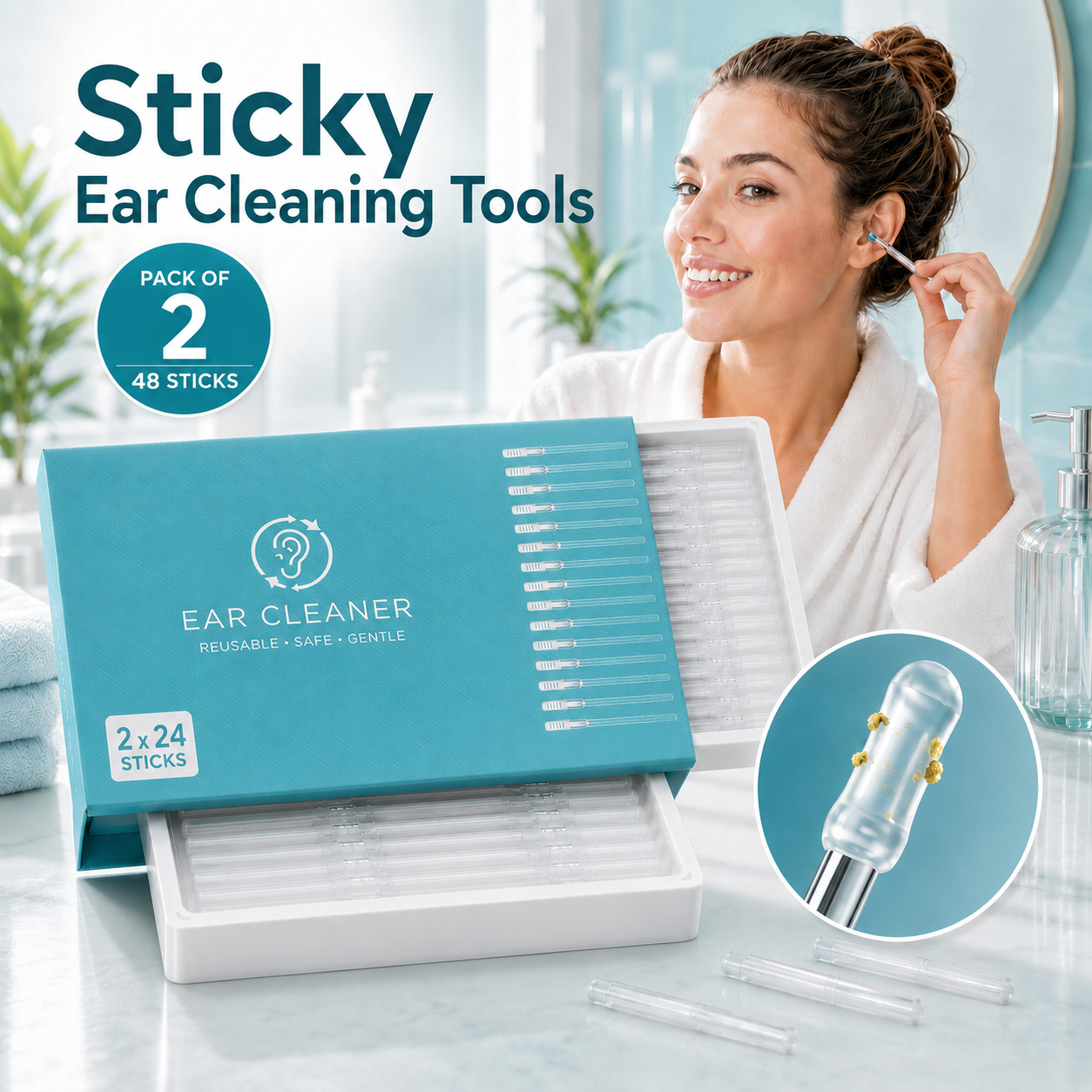 Sticky Ear Cleaner | Reusable Silicone Ear Wax Removal Tool | 60% OFF 🔥