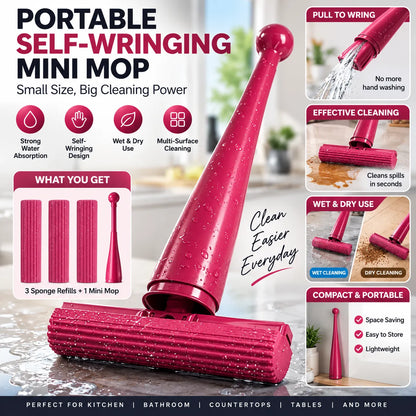Multipurpose Mini Sponge Mop | Super Absorbent &amp; Reusable Cleaning Tool