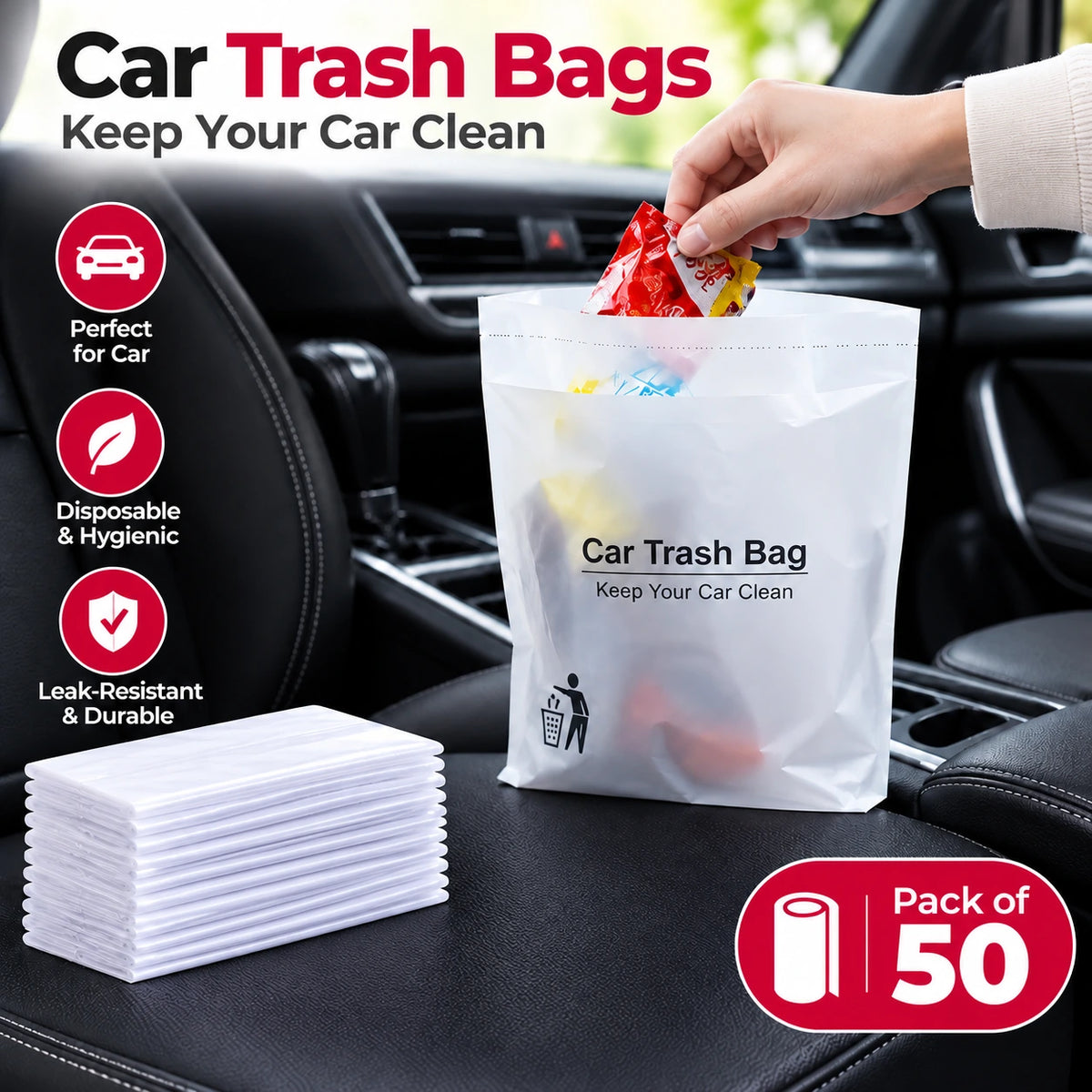 Disposable Car Trash Bags | Waterproof &amp; Multipurpose Car Garbage Bags