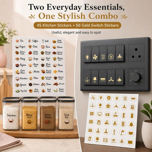 ✨ Kitchen Label & Gold Switch Sticker | Organise Your Home Easily | Flat 60% OFF 🔥
