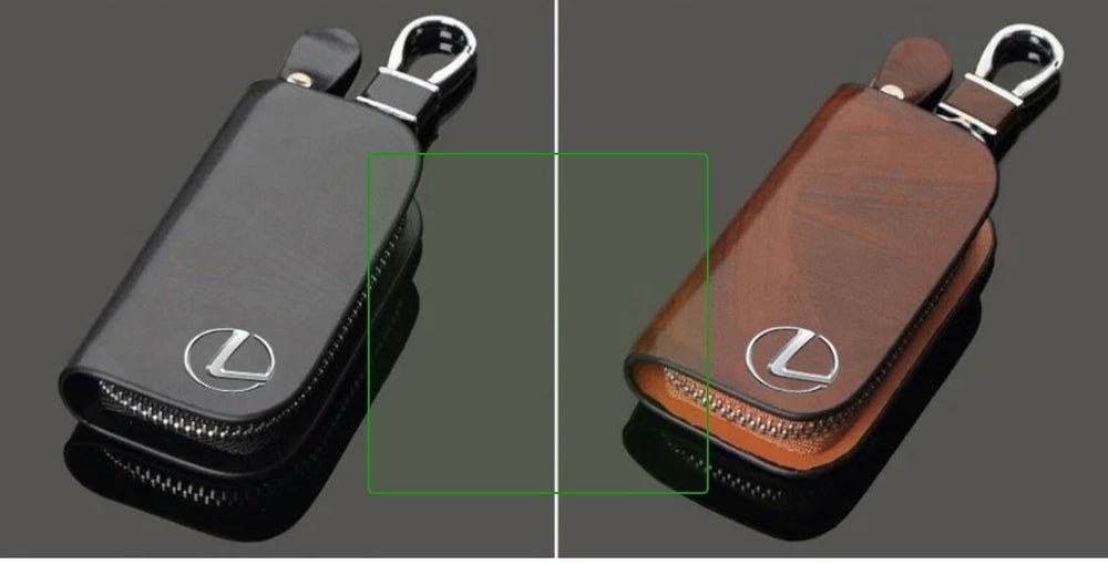 Car Logo Leather Wood Texture Car Key Case