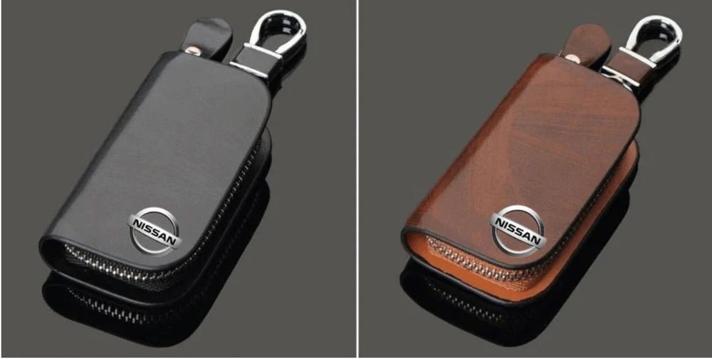 Car Logo Leather Wood Texture Car Key Case